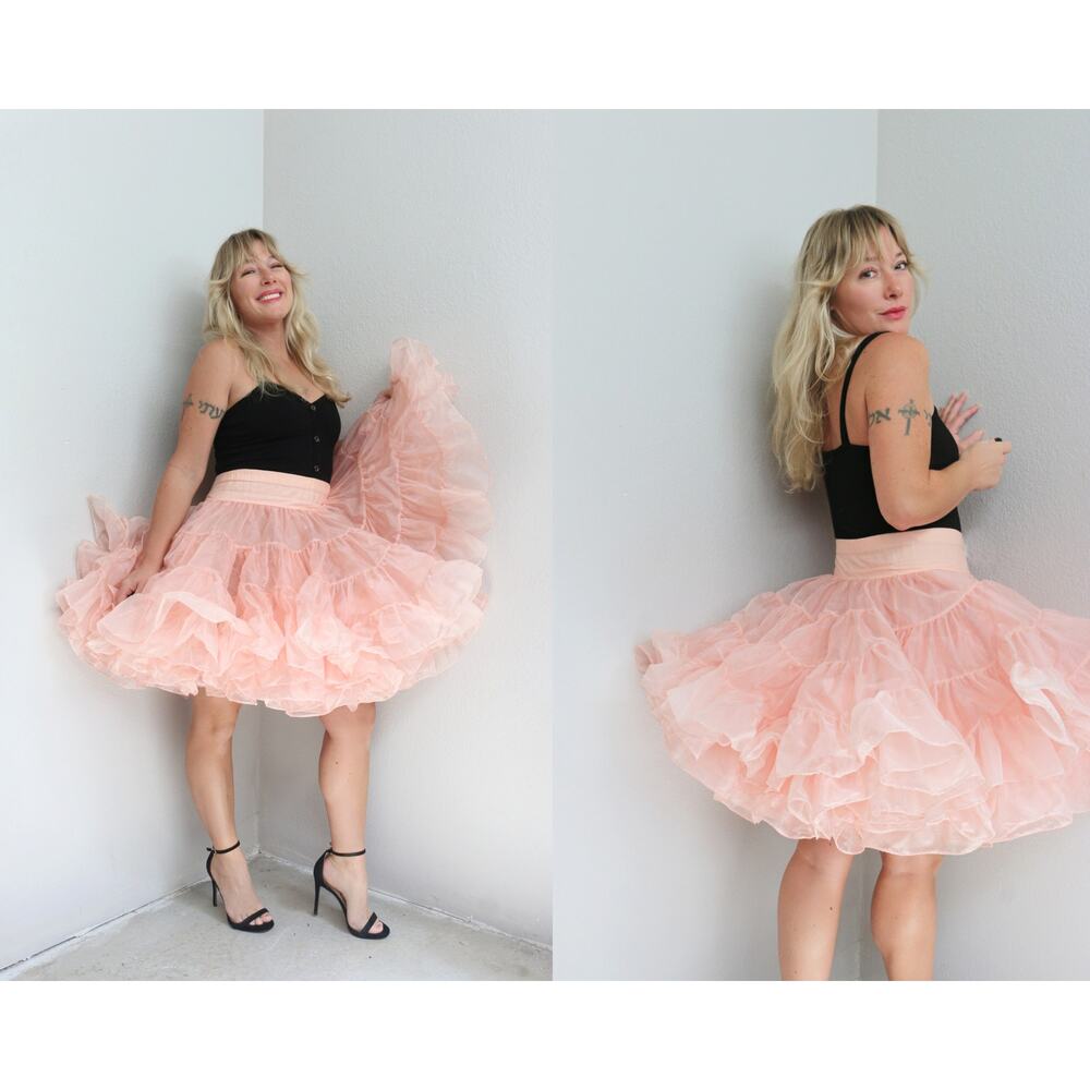 1980's Vintage Partners Malco Modes Pink Full Petticoat Skirt ~ Women's MD LG XL